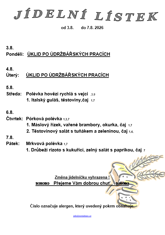 jídelníček